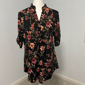 Perseption Concept Floral Black Pull-Over Blouse SZM.